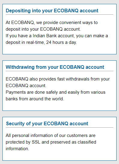 Depositing with ECOBNAQ